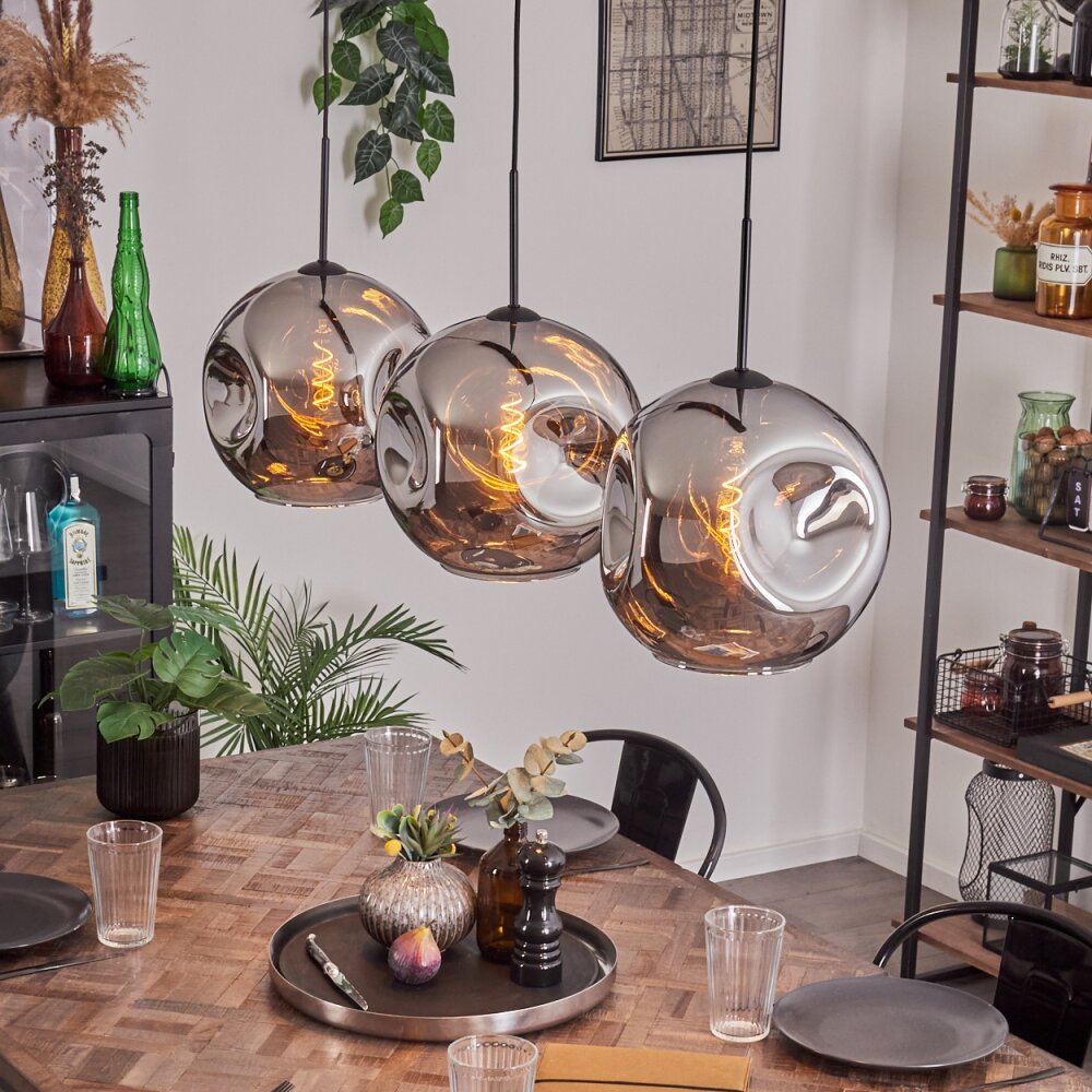 Ripoll Pendant Light - glass 30 cm chrome, 3-light sources main product photo