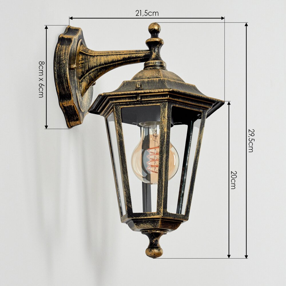 Loria Outdoor Wall Light gold, black, 1-light source