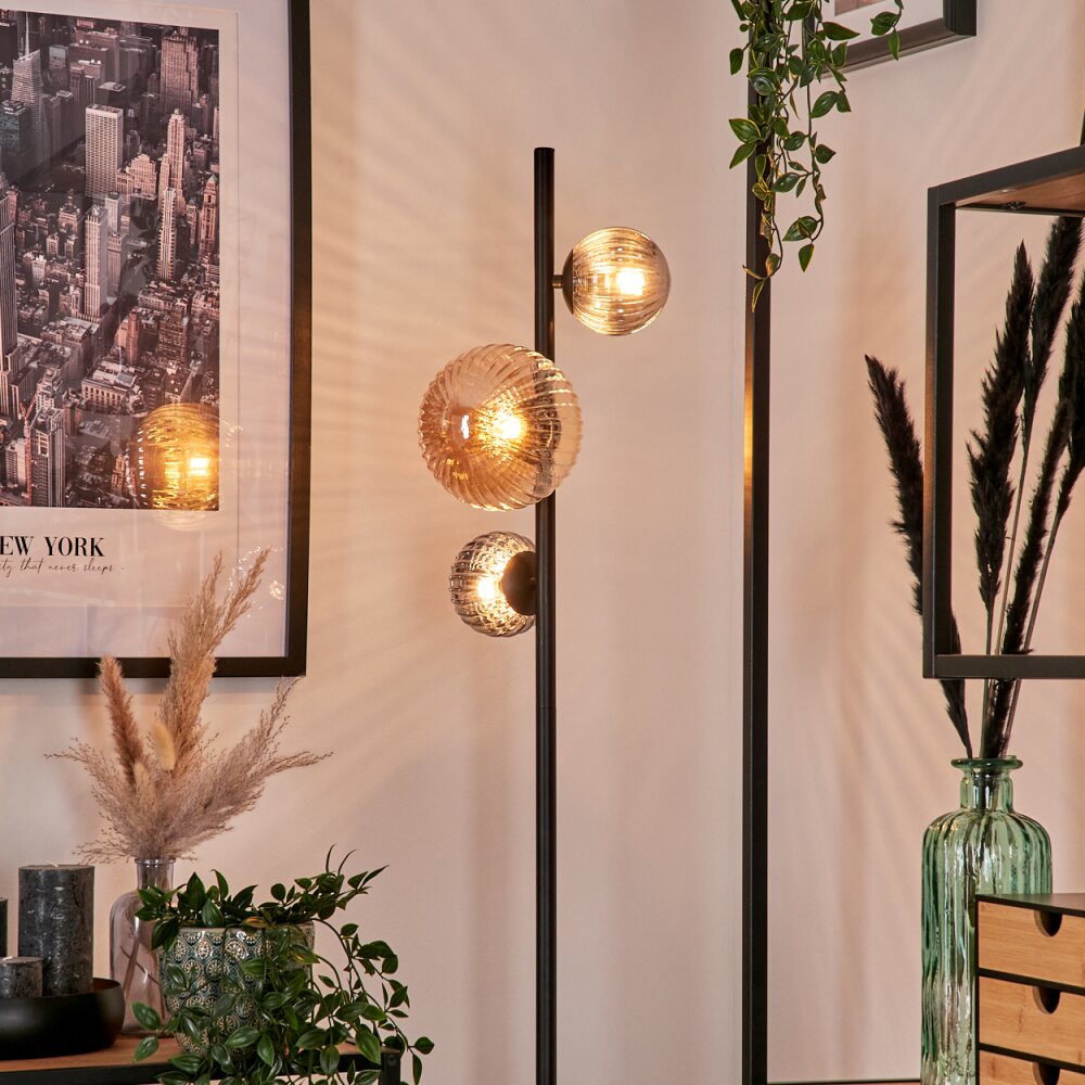 Remaisnil Floor Lamp - glass 10 cm, 15 cm Amber, Smoke-coloured, 3-light sources