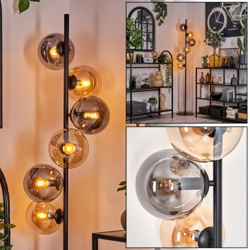 Gastor Floor Lamp - glass 15 cm Amber, Smoke-coloured, 6-light sources