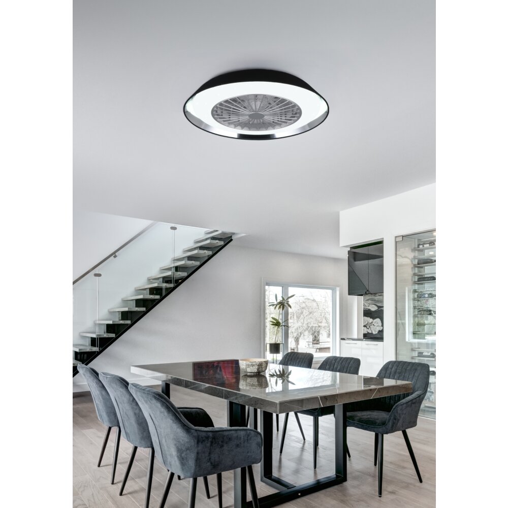 Reality VARBERG ceiling fan LED black, 1-light source, Remote control