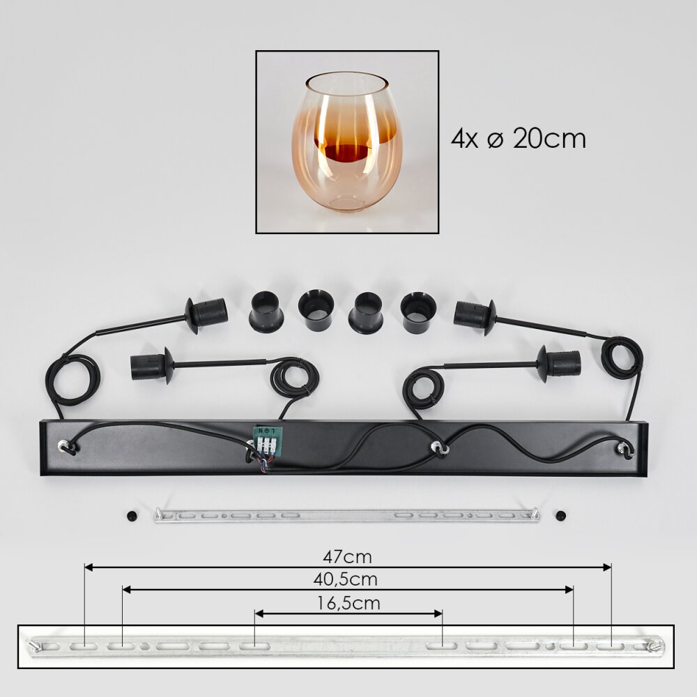 Vevino pendant light black, 4-light sources