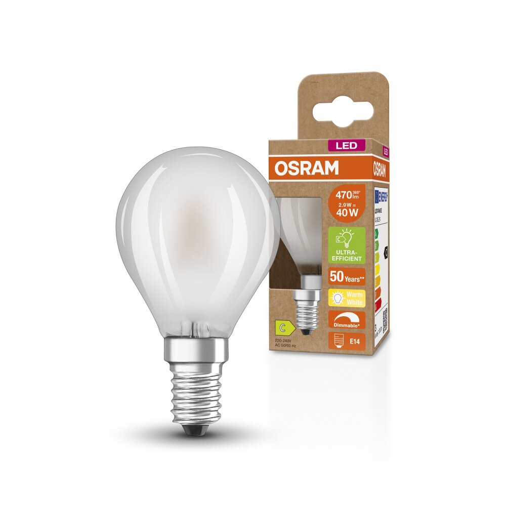 Osram lights E14 LED 2.9 Watt warm-white dimmable 470 Lumen main product photo