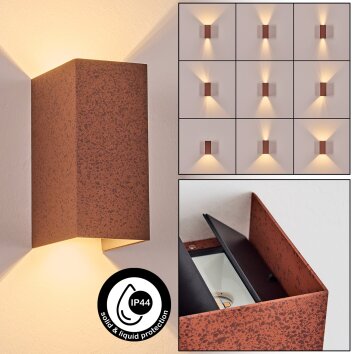 Hoods outdoor wall light, Up & Down Light, wall light LED rust-coloured, 1-light source