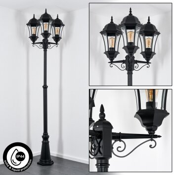 Etoe lamp post, path light black, 3-light sources