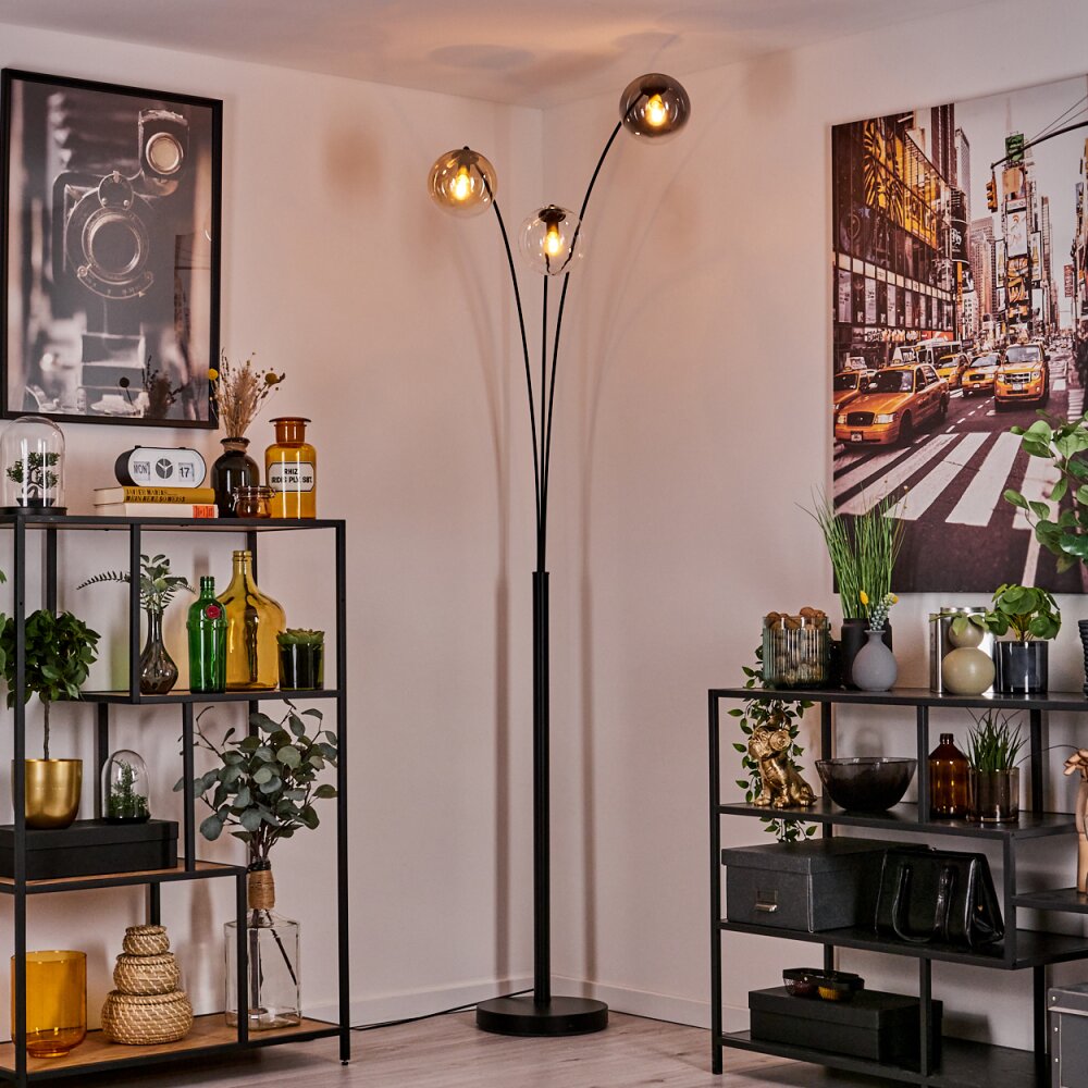 Gastor floor lamp Amber, clear, Smoke-coloured, 3-light sources