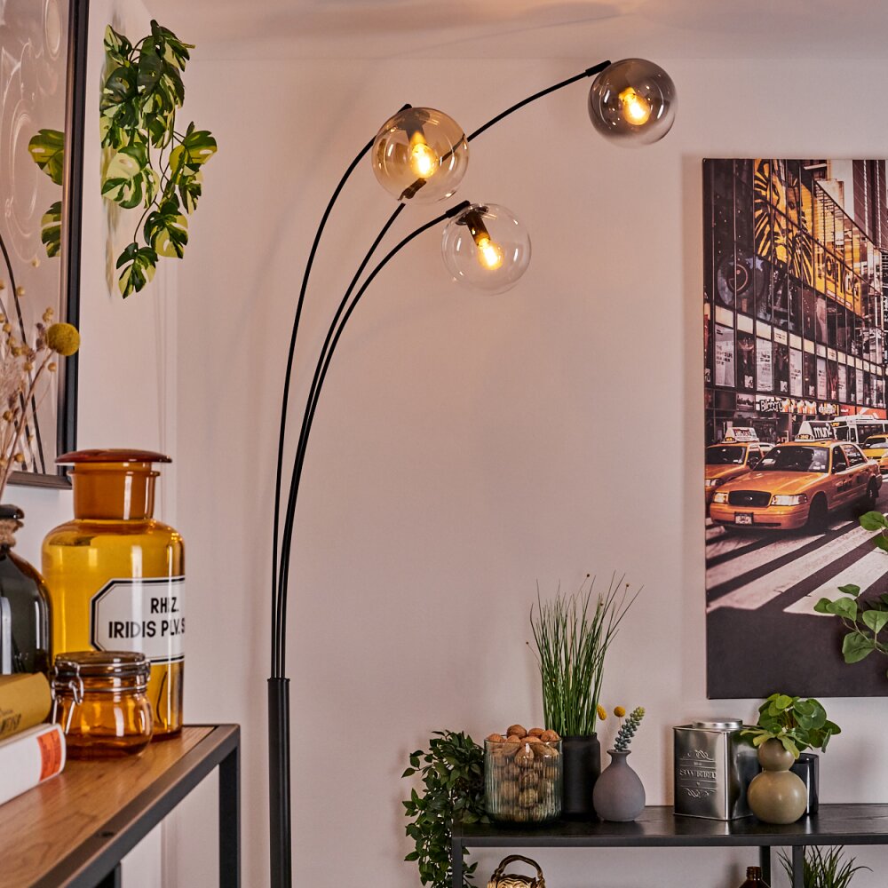 Gastor floor lamp Amber, clear, Smoke-coloured, 3-light sources
