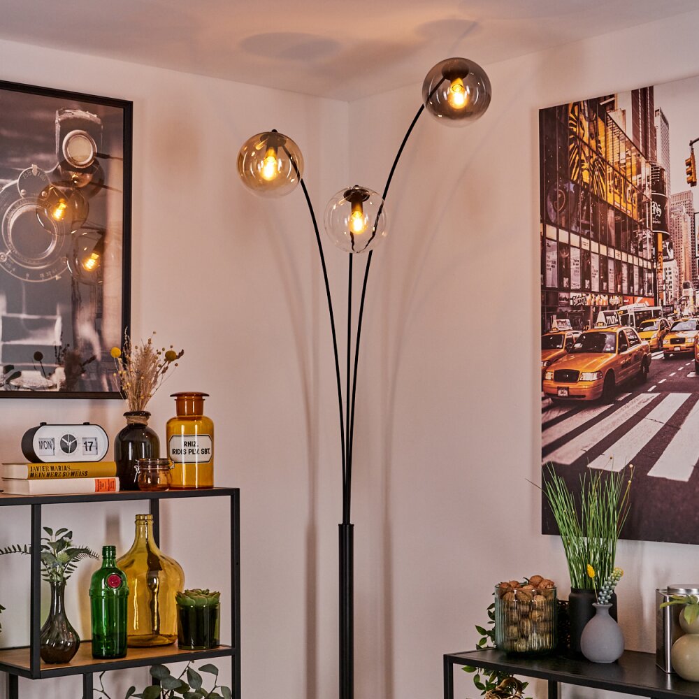 Gastor floor lamp Amber, clear, Smoke-coloured, 3-light sources