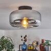 Boza ceiling light chrome, clear, Smoke-coloured, 1-light source