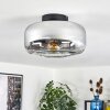 Boza ceiling light chrome, clear, Smoke-coloured, 1-light source