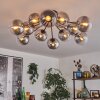 Gastor ceiling light 91 cm clear, Smoke-coloured, 12-light sources