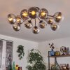 Gastor ceiling light 91 cm chrome, clear, Smoke-coloured, 12-light sources