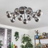 Gastor ceiling light 91 cm chrome, clear, Smoke-coloured, 12-light sources