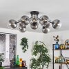 Gastor ceiling light 83 cm clear, Smoke-coloured, 10-light sources