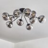 Gastor ceiling light 83 cm clear, Smoke-coloured, 10-light sources