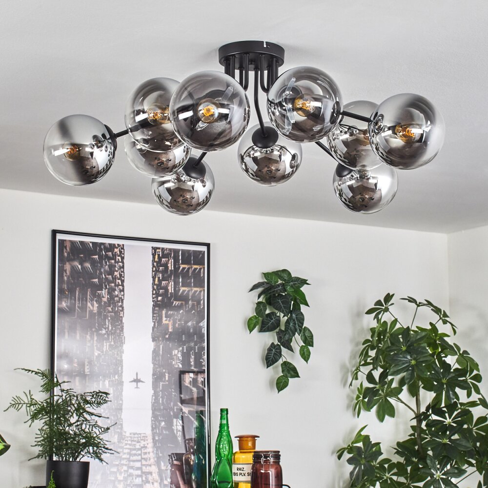 Gastor ceiling light 83 cm chrome, clear, 10-light sources