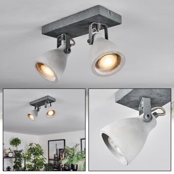 Lomma ceiling light brushed steel, 2-light sources