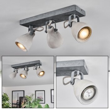 Lomma ceiling light brushed steel, 3-light sources