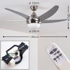 Ceiling Fan Morino matt nickel, silver, 2-light sources, Remote control