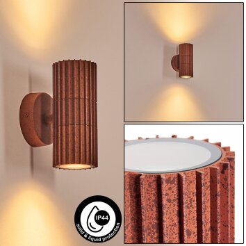 Cidral outdoor wall light, Up & Down Light rust-coloured, 2-light sources