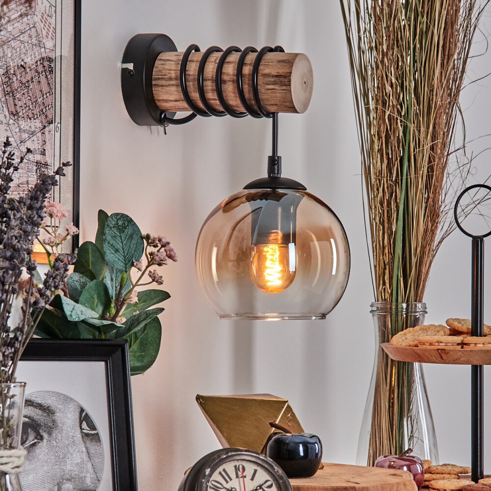 Koyoto globe light, wall light Ecru, black, 1-light source