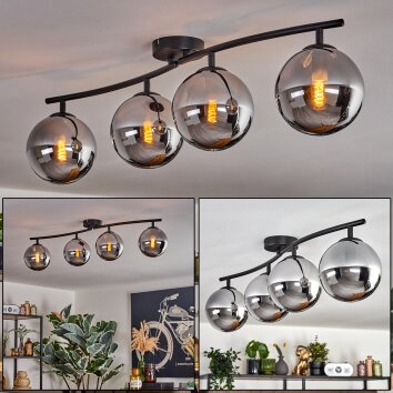 Gastor ceiling light chrome, Smoke-coloured, 4-light sources