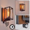 Portalis outdoor wall light brown, Wood like finish, black, 1-light source, Motion sensor