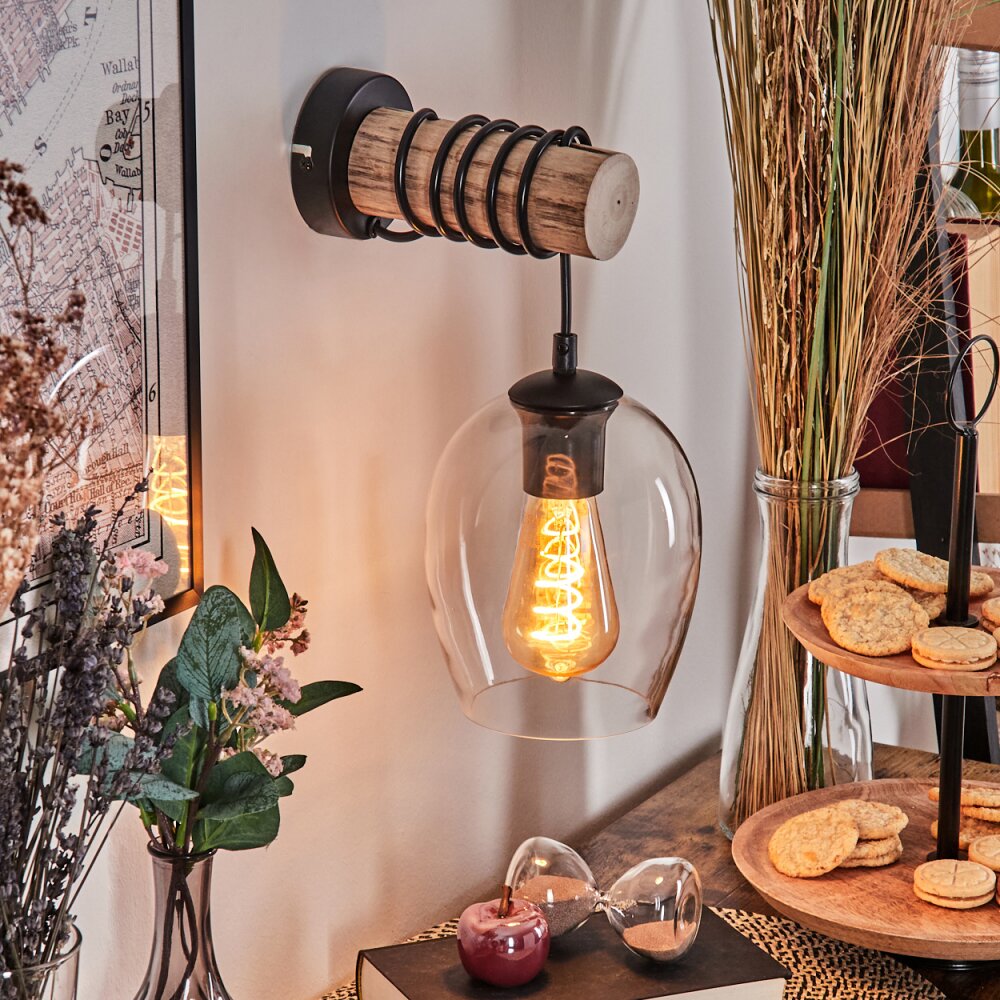 Vevino globe light, wall light Ecru, black, 1-light source