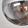 Gastor ceiling light, globe light chrome, Smoke-coloured, 6-light sources