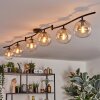 Gastor ceiling light, globe light Amber, clear, 6-light sources