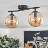 Gastor ceiling light, globe light Amber, 2-light sources