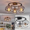 Gastor ceiling light, globe light clear, Smoke-coloured, 3-light sources