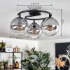 Gastor ceiling light, globe light clear, Smoke-coloured, 3-light sources