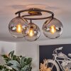 Gastor ceiling light, globe light clear, Smoke-coloured, 3-light sources