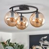 Gastor ceiling light, globe light Amber, 3-light sources