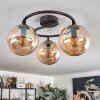 Gastor ceiling light, globe light Amber, 3-light sources