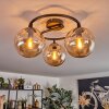 Gastor ceiling light, globe light Amber, 3-light sources