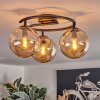 Gastor ceiling light, globe light Amber, 3-light sources