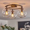 Gastor ceiling light, globe light clear, 3-light sources