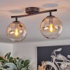 Gastor ceiling light, globe light Amber, clear, 2-light sources