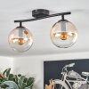 Gastor ceiling light, globe light Amber, clear, 2-light sources