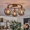 Gastor ceiling light, globe light 37 cm Smoke-coloured, 3-light sources