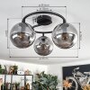 Gastor ceiling light, globe light 37 cm Smoke-coloured, 3-light sources