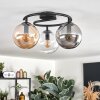 Gastor ceiling light, globe light 37 cm Amber, clear, Smoke-coloured, 3-light sources