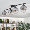 Gastor ceiling light, globe light clear, Smoke-coloured, 4-light sources