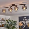 Gastor ceiling light, globe light clear, Smoke-coloured, 4-light sources