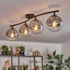 Gastor ceiling light, globe light clear, Smoke-coloured, 4-light sources