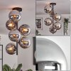 Gastor ceiling light, globe light chrome, Smoke-coloured, 6-light sources