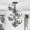 Gastor ceiling light, globe light chrome, Smoke-coloured, 6-light sources