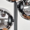 Gastor ceiling light, globe light chrome, Smoke-coloured, 6-light sources